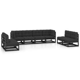 8 Piece Garden Lounge Set with Cushions Solid Pinewood - Front View