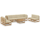 9 Piece Garden Lounge Set with Cushions Solid Pinewood - Front View