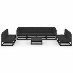 9 Piece Garden Lounge Set with Cushions Solid Wood Pine