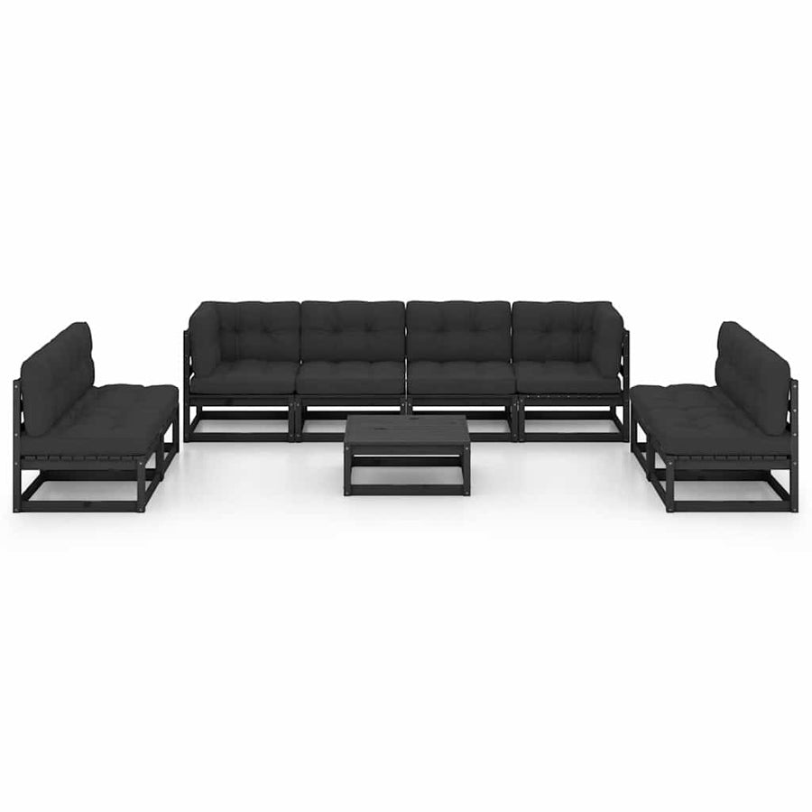 9 Piece Garden Lounge Set with Cushions Solid Wood Pine