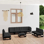 9 Piece Garden Lounge Set with Cushions Solid Wood Pine