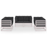 6 Piece Garden Lounge Set with Cushions Solid Pinewood - Side View