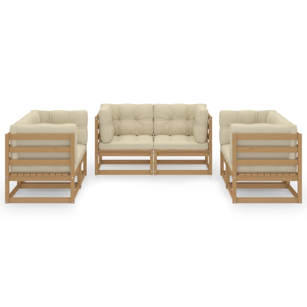 6 Piece Garden Lounge Set with Cushions Solid Pinewood