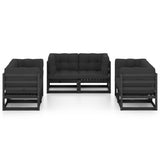 6 Piece Garden Lounge Set with Cushions Solid Pinewood - Side View
