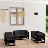 6 Piece Garden Lounge Set with Cushions Solid Wood Pine