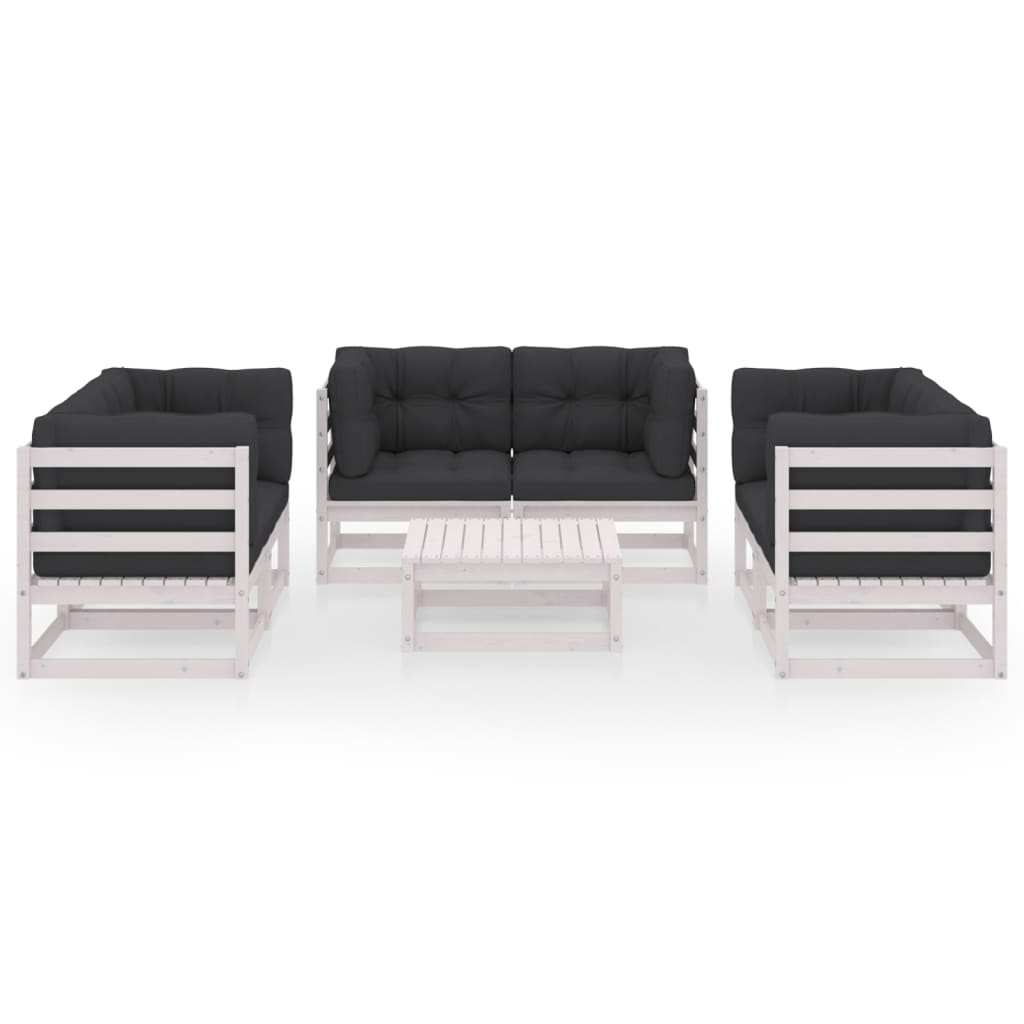 7 Piece Garden Lounge Set with Cushions Solid Pinewood