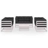 7 Piece Garden Lounge Set with Cushions Solid Pinewood - Side View