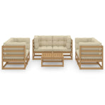 7 Piece Garden Lounge Set with Cushions Solid Wood Pine