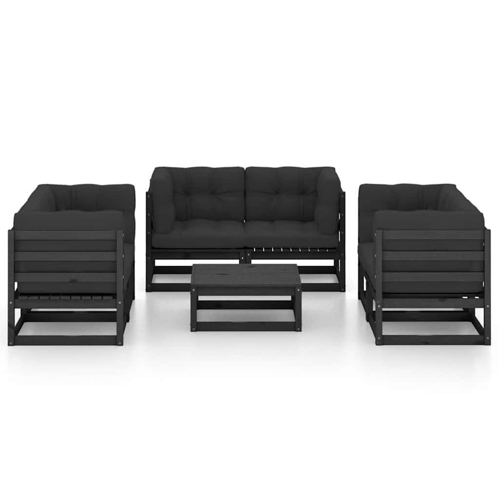 7 Piece Garden Lounge Set with Cushions Solid Wood Pine