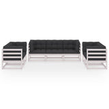 7 Piece Garden Lounge Set with Cushions Solid Pinewood - Side View