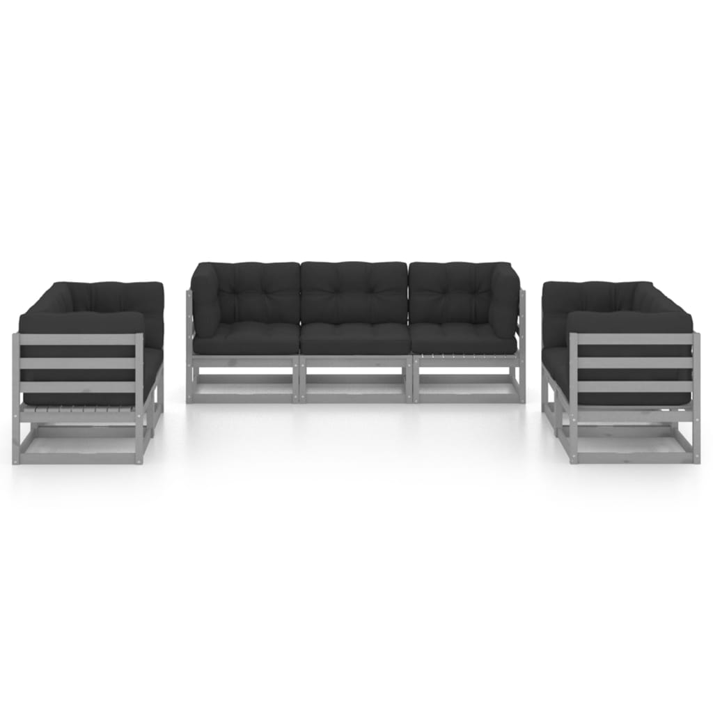 7 Piece Garden Lounge Set with Cushions Solid Pinewood