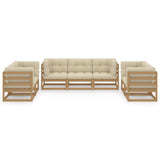 7 Piece Garden Lounge Set with Cushions Solid Pinewood - Side View