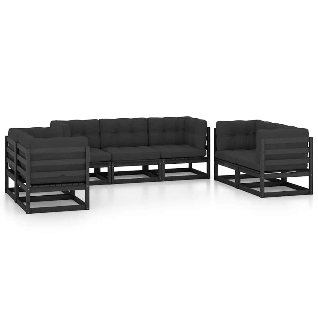 7 Piece Garden Lounge Set with Cushions Solid Wood Pine