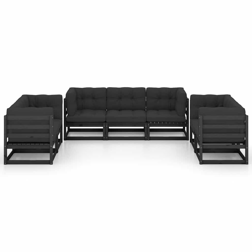 7 Piece Garden Lounge Set with Cushions Solid Wood Pine