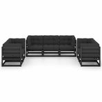 7 Piece Garden Lounge Set with Cushions Solid Wood Pine