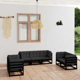 7 Piece Garden Lounge Set with Cushions Solid Wood Pine