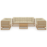 8 Piece Garden Lounge Set with Cushions Solid Pinewood - Side View