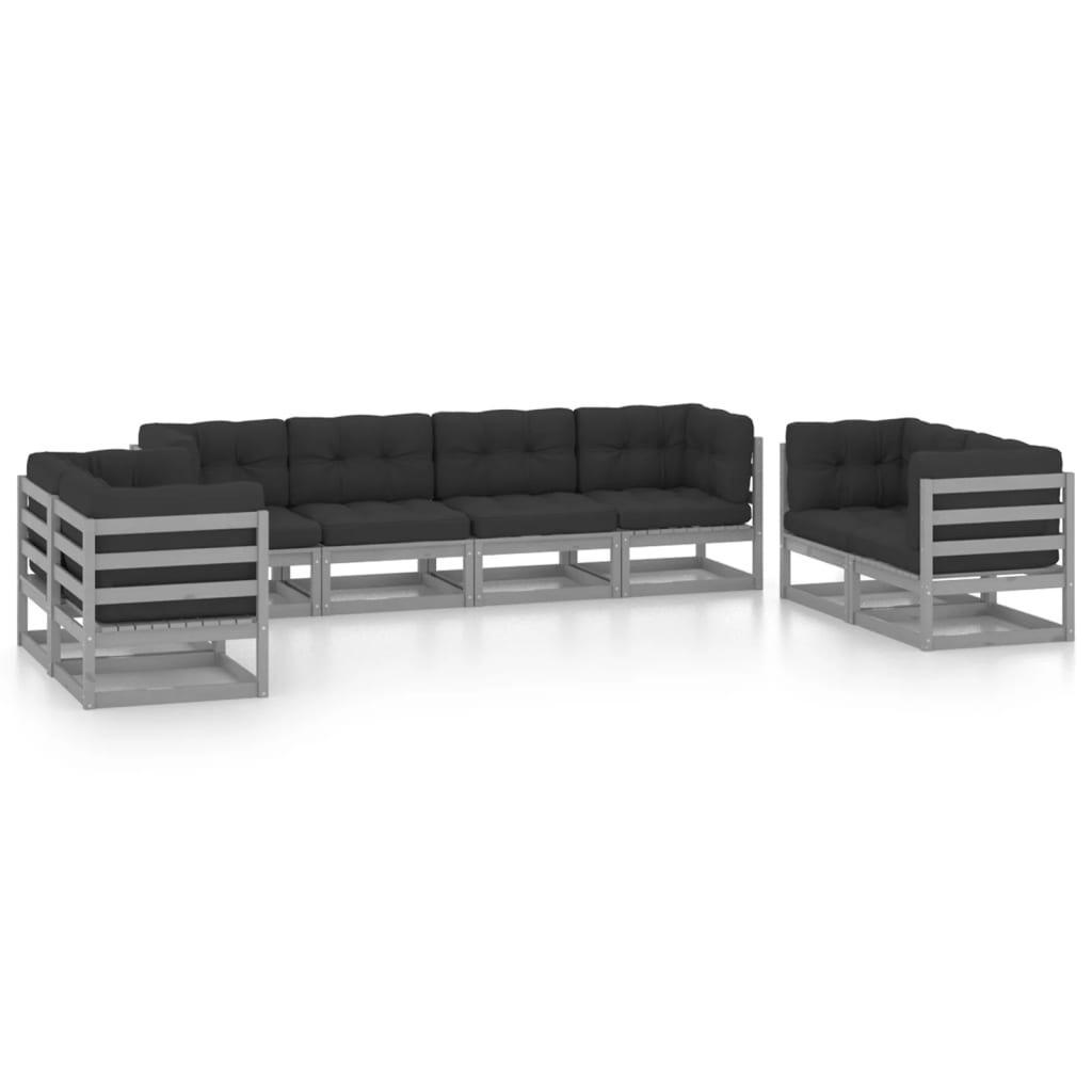 8 Piece Garden Lounge Set with Cushions Solid Pinewood
