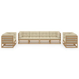 8 Piece Garden Lounge Set with Cushions Solid Pinewood - Side View