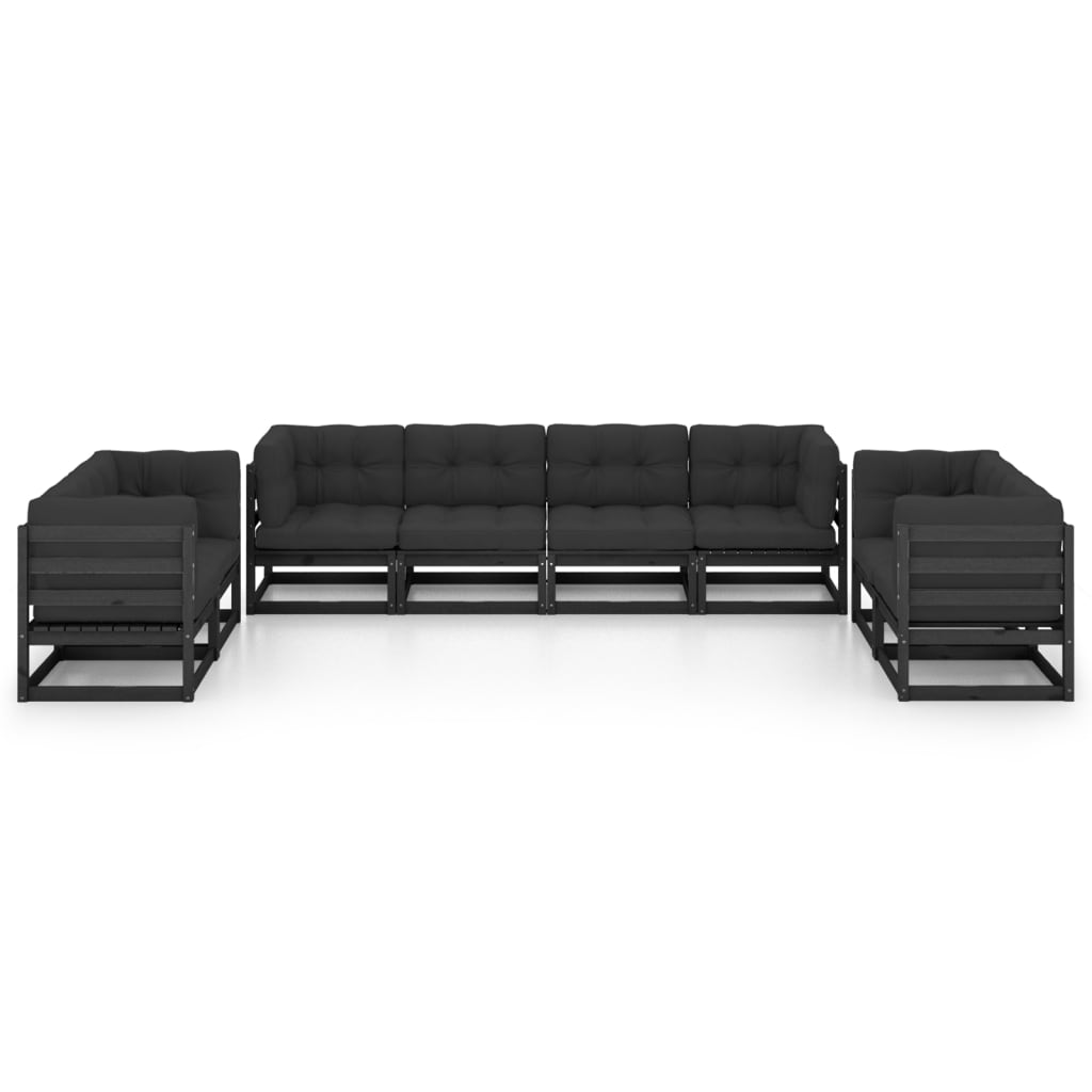 8 Piece Garden Lounge Set with Cushions Solid Wood Pine