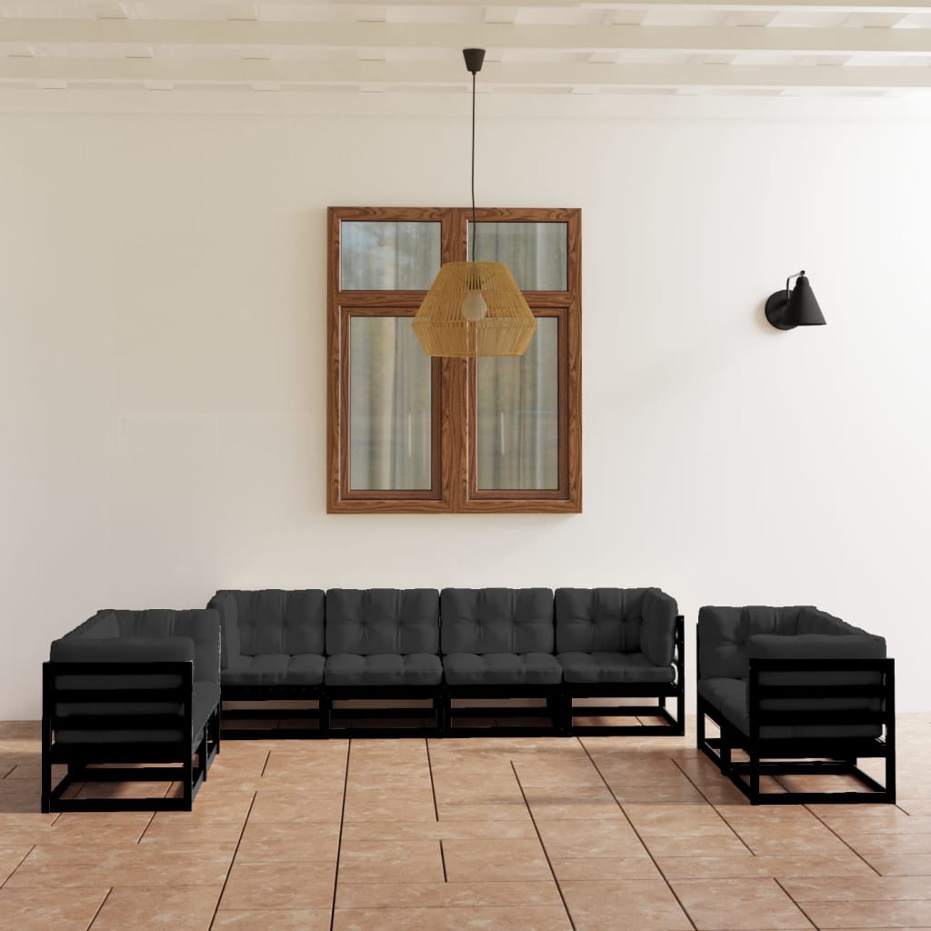 8 Piece Garden Lounge Set with Cushions Solid Wood Pine