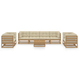 9 Piece Garden Lounge Set with Cushions Solid Pinewood - Side View