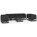9 Piece Garden Lounge Set with Cushions Solid Wood Pine