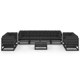 9 Piece Garden Lounge Set with Cushions Solid Wood Pine - Side View