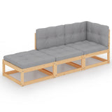 3 Piece Garden Lounge Set with Cushions Solid Pinewood - Front View