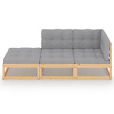 3 Piece Garden Lounge Set with Cushions Solid Pinewood - Side View