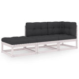 3 Piece Garden Lounge Set with Cushions Solid Pinewood - Front View