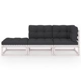 3 Piece Garden Lounge Set with Cushions Solid Pinewood - Side View