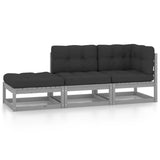 3 Piece Garden Lounge Set with Cushions Solid Pinewood - Front View