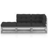 3 Piece Garden Lounge Set with Cushions Solid Pinewood - Side View