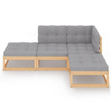 4 Piece Garden Lounge Set with Cushions Solid Pinewood - Side View
