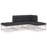 4 Piece Garden Lounge Set with Cushions Solid Pinewood - Front View