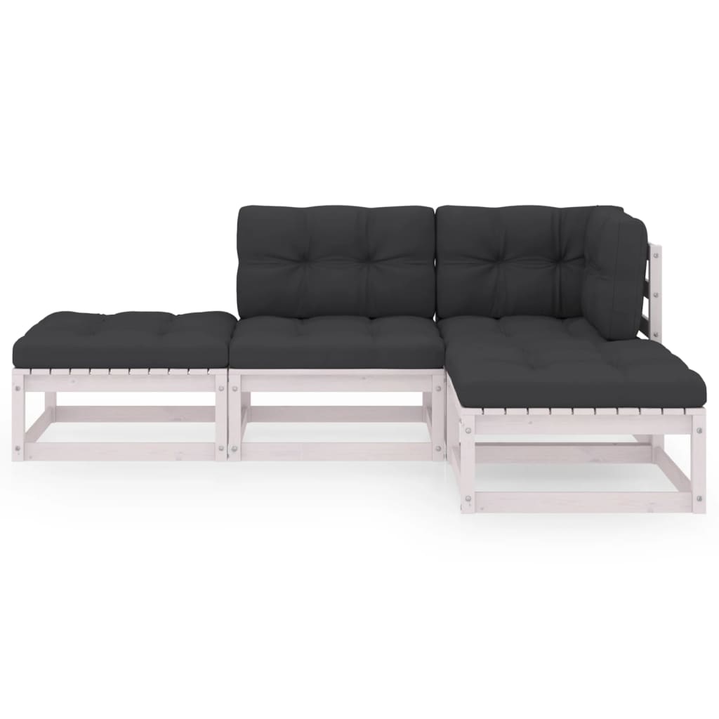 4 Piece Garden Lounge Set with Cushions Solid Pinewood