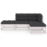 4 Piece Garden Lounge Set with Cushions Solid Pinewood - Side View