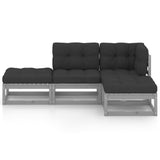 4 Piece Garden Lounge Set with Cushions Solid Pinewood - Side View
