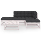 5 Piece Garden Lounge Set with Cushions Solid Pinewood - Side View