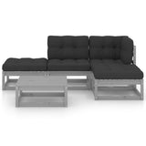 5 Piece Garden Lounge Set with Cushions Solid Pinewood - Side View