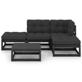 5 Piece Garden Lounge Set with Cushions Solid Wood Pine