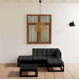 5 Piece Garden Lounge Set with Cushions Solid Wood Pine