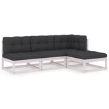 4 Piece Garden Lounge Set with Cushions Solid Pinewood - Front View