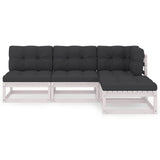 4 Piece Garden Lounge Set with Cushions Solid Pinewood - Side View