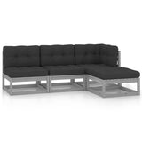 4 Piece Garden Lounge Set with Cushions Solid Pinewood - Front View