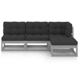 4 Piece Garden Lounge Set with Cushions Solid Pinewood - Side View