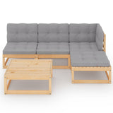 5 Piece Garden Lounge Set with Cushions Solid Pinewood - Side View