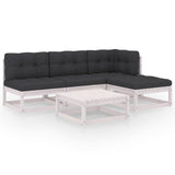 5 Piece Garden Lounge Set with Cushions Solid Pinewood - Front View