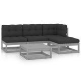 5 Piece Garden Lounge Set with Cushions Solid Pinewood - Front View